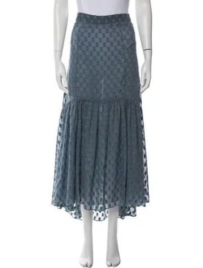 Pre-owned Black Iris Polka Dot Print Long Skirt In Blue