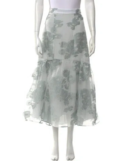 Pre-owned Black Iris Printed Midi Length Skirt In Gray