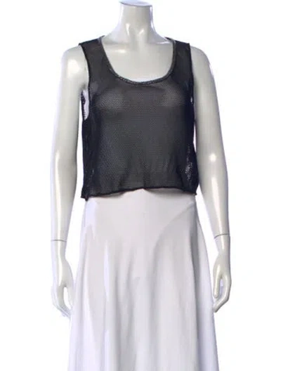 Pre-owned Black Iris Scoop Neck Sleeveless Crop Top In Black