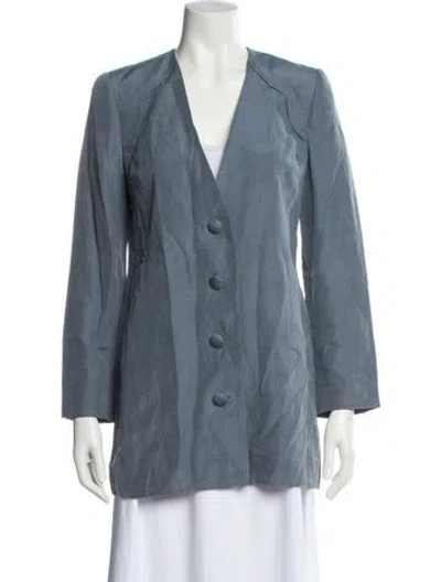 Pre-owned Black Iris Silk Blazer In Blue