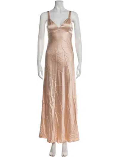Pre-owned Black Iris Silk Long Dress In Pink
