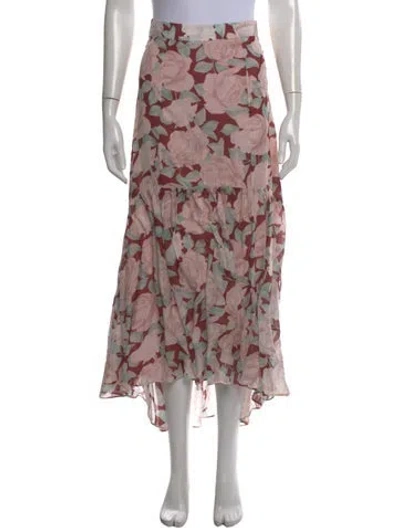 Pre-owned Black Iris Silk Long Skirt In Pink