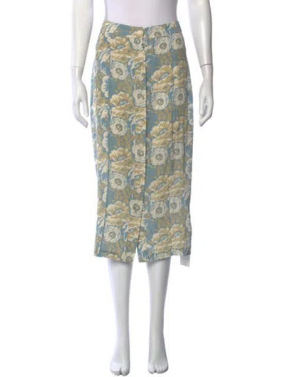 Pre-owned Black Iris Silk Midi Length Skirt In Blue
