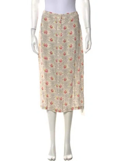 Pre-owned Black Iris Silk Midi Length Skirt In Neutrals