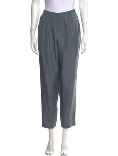Pre-owned Black Iris Silk Straight Leg Pants In Blue