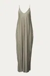 BLACK IRIS STRIPED STRETCH-MODAL JERSEY MAXI DRESS IN MOCHA/WHITE