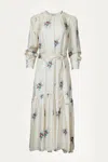 BLACK IRIS THE IRIS FLORAL-PRINT SILK MAXI DRESS IN IVORY