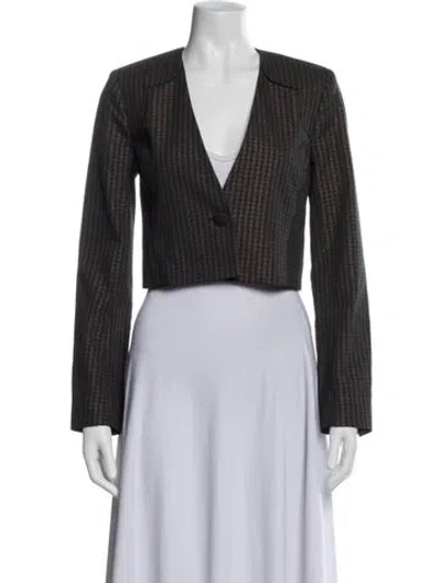Pre-owned Black Iris Tweed Pattern Blazer In Grey