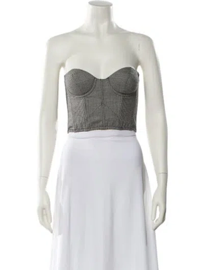 Pre-owned Black Iris Virgin Wool Printed Crop Top In Gray