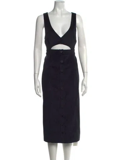 Pre-owned Black Iris V-neck Midi Length Dress W/ Tags In Black