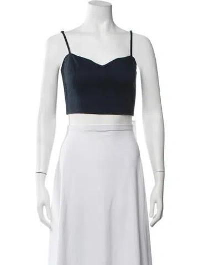 Pre-owned Black Iris V-neck Sleeveless Crop Top In White