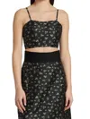 Black Iris Women's Betty Floral Crop Top In Black
