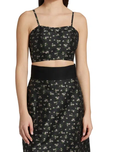 Black Iris Women's Betty Floral Crop Top In Black