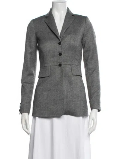 Pre-owned Black Iris Wool Tweed Pattern Blazer In Gray