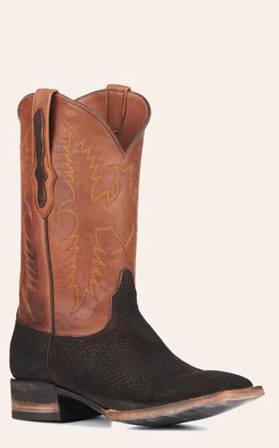 Black Jack Men's Burnished Peanut And Chocolate Capybara Wide Square Toe Exotic Cowboy Boots In Multi