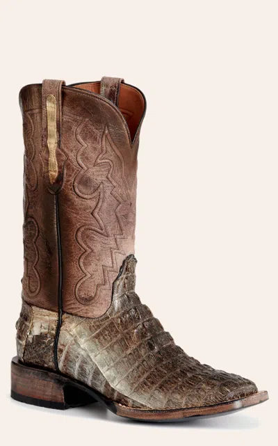 Black Jack Men's Natural Caiman & Tobacco Wide Square Toe Cowboy Boots In Multi