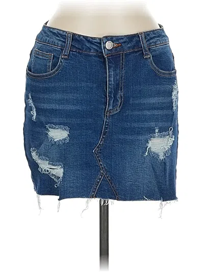 Pre-owned Black Label By C'est Toi Denim Skirt In Blue