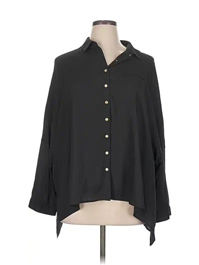 Pre-owned Black Label By Chico's 3/4 Sleeve Blouse In Black