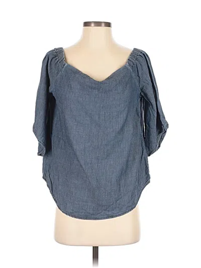 Pre-owned Black Label By Chico's 3/4 Sleeve Blouse In Blue