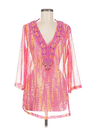 Pre-owned Black Label By Chico's 3/4 Sleeve Blouse In Pink