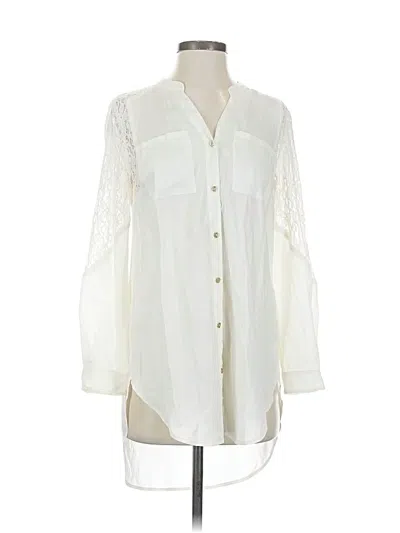 Pre-owned Black Label By Chico's 3/4 Sleeve Blouse In White