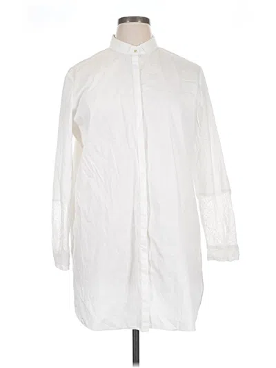 Pre-owned Black Label By Chico's 3/4 Sleeve Button Down Shirt In White