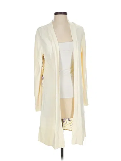 Pre-owned Black Label By Chico's Cardigan Sweater In White