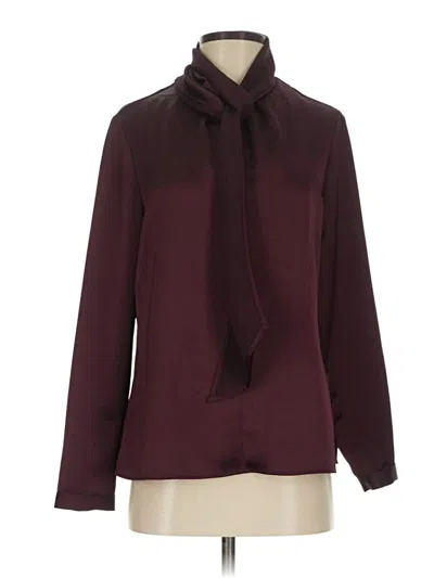Pre-owned Black Label By Chico's Long Sleeve Blouse In Burgundy