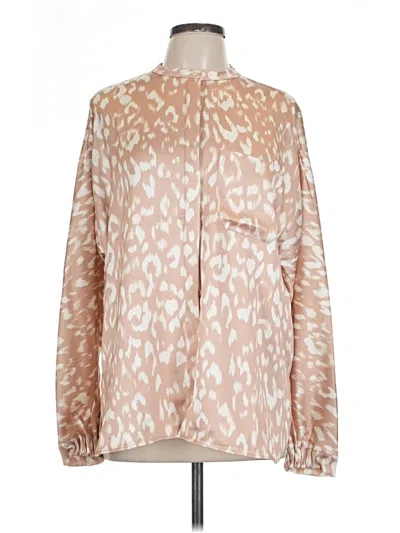 Pre-owned Black Label By Chico's Long Sleeve Blouse In Tan
