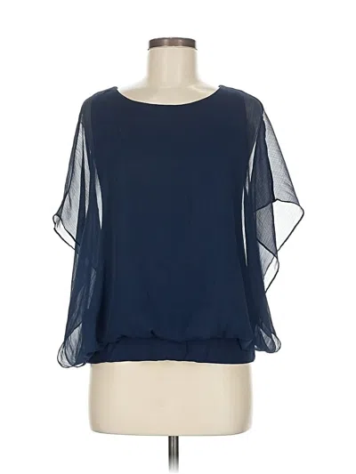 Pre-owned Black Label By Chico's Short Sleeve Blouse In Blue