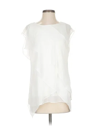Pre-owned Black Label By Chico's Short Sleeve Blouse In White
