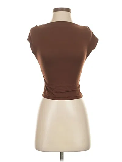 Pre-owned Black Label By Chico's Short Sleeve Turtleneck In Brown