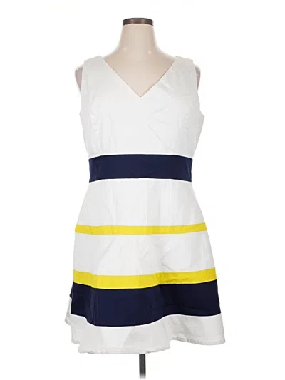 Pre-owned Black Label By Evan Picone Casual Dress In White