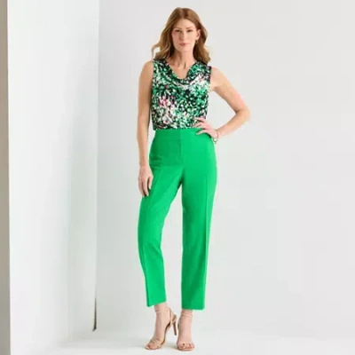 Black Label By Evan Picone Crepe Womens Classic Fit Straight Suit Pant In Green