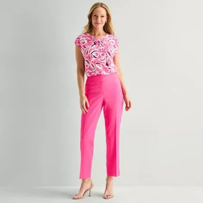 Black Label By Evan Picone Crepe Womens Classic Fit Straight Suit Pant In Pink