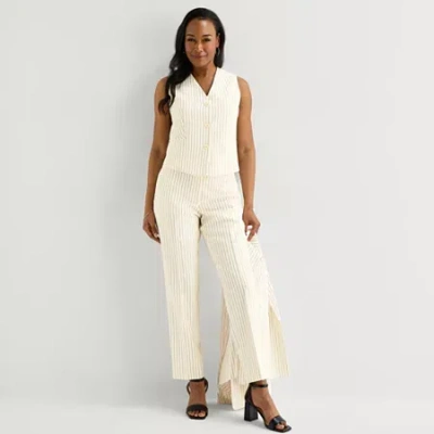 Black Label By Evan Picone Crepe Womens Classic Fit Straight Suit Pant In White