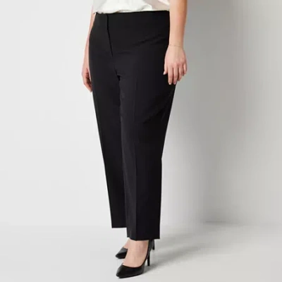 Black Label By Evan Picone Crepe Womens Plus Straight Fit Straight Suit Pant In Black
