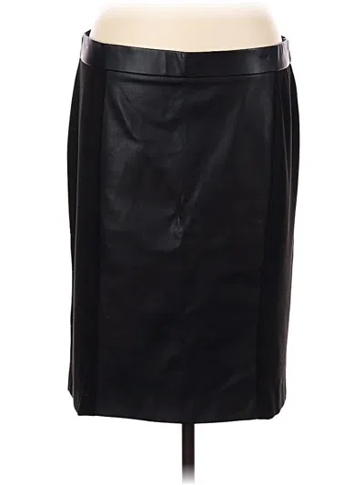 Pre-owned Black Label By Evan Picone Faux Leather Skirt In Black