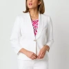 Black Label By Evan Picone Linen Blend Womens Classic Fit Suit Jacket In White