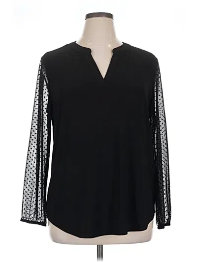 Pre-owned Black Label By Evan Picone Long Sleeve Blouse In Black
