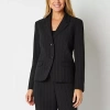 Black Label By Evan Picone Pinstripe Womens Classic Fit Suit Jacket In Black