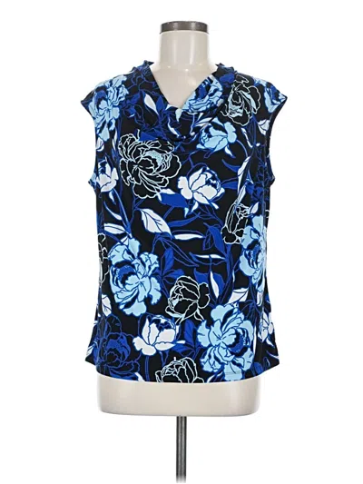 Pre-owned Black Label By Evan Picone Sleeveless Blouse In Blue