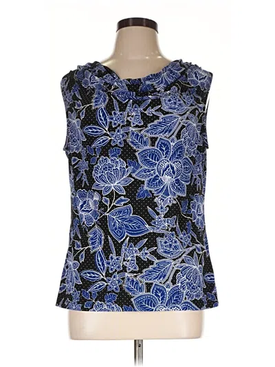 Pre-owned Black Label By Evan Picone Sleeveless Blouse In Blue