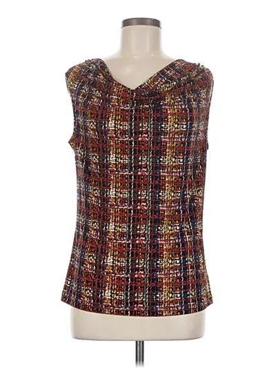 Pre-owned Black Label By Evan Picone Sleeveless Blouse In Brown