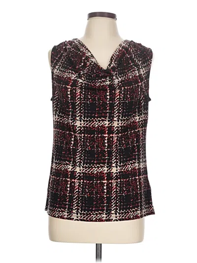 Pre-owned Black Label By Evan Picone Sleeveless Blouse In Burgundy