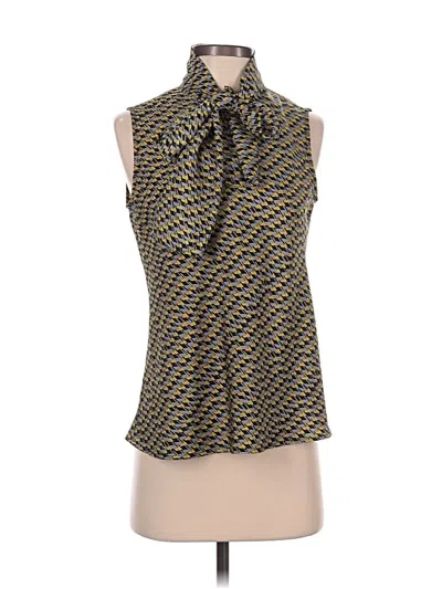 Pre-owned Black Label By Evan Picone Sleeveless Blouse In Gold
