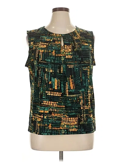 Pre-owned Black Label By Evan Picone Sleeveless Blouse In Green