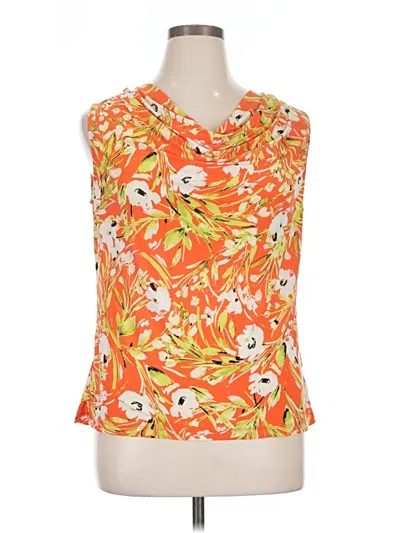 Pre-owned Black Label By Evan Picone Sleeveless Blouse In Orange