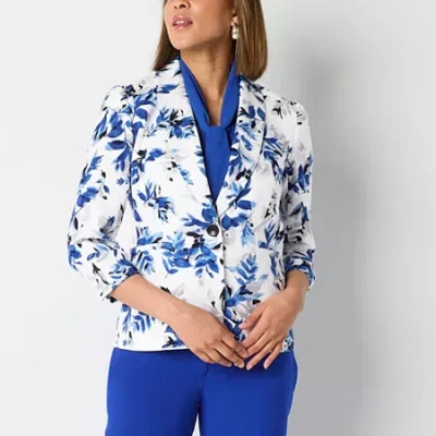 Black Label By Evan Picone Textured Womens Classic Fit Suit Jacket In Blue