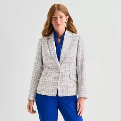 Black Label By Evan Picone Tweed Womens Classic Fit Flat Front Suit Jacket In Multi